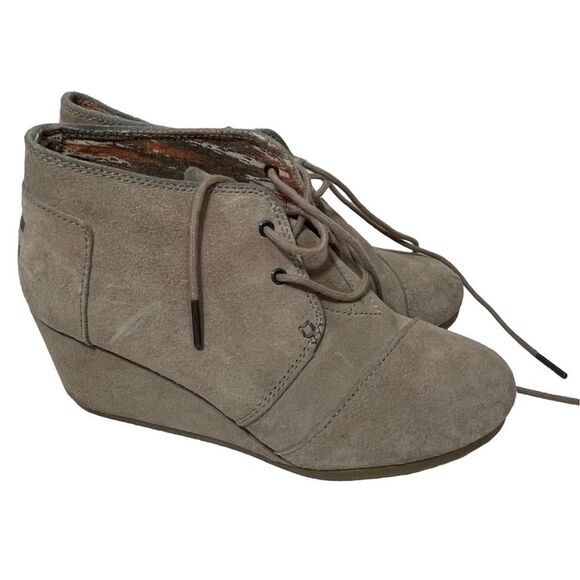 Toms Taupe Wedge Booties - Picture 1 of 9